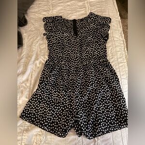 Black and White flower Dot Romper